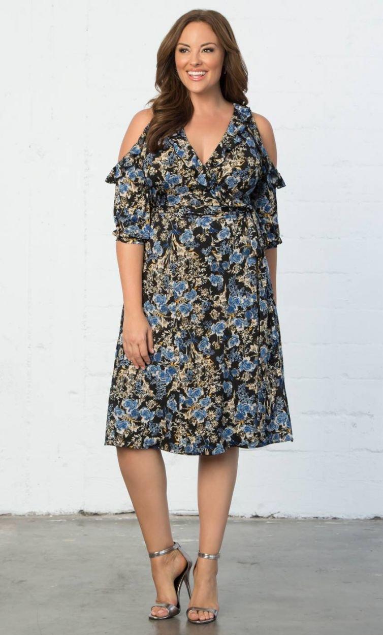 Kiyonna Short Wrap Dress Cocktail - The Dress Outlet Kiyonna