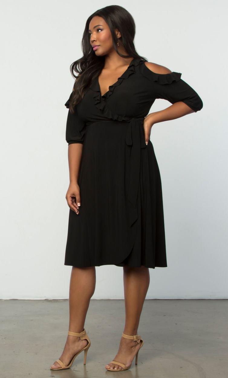 Kiyonna Short Wrap Dress Cocktail - The Dress Outlet Kiyonna