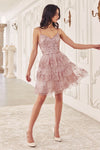 Cocktail Dresses Short A Line Tiered Scalloped Dress Dusty Rose