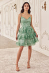 Cocktail Dresses Short A Line Tiered Scalloped Dress Sage