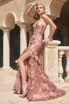 Prom Dresses Layered Ruffled Long Mermaid Prom Dress Dusty Rose