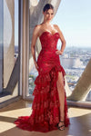 Prom Dresses Layered Ruffled Long Mermaid Prom Dress Red