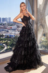 Prom Dresses Layered Sequin Prom Ball Gown Black