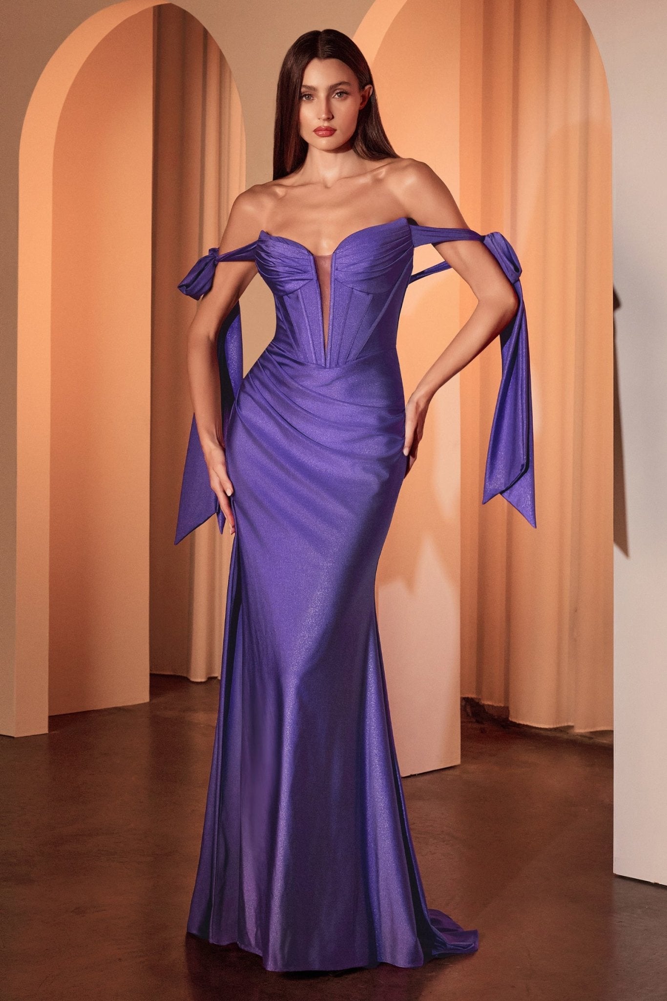 Prom Dresses Long Formal Slit Corset Prom Dress Purple