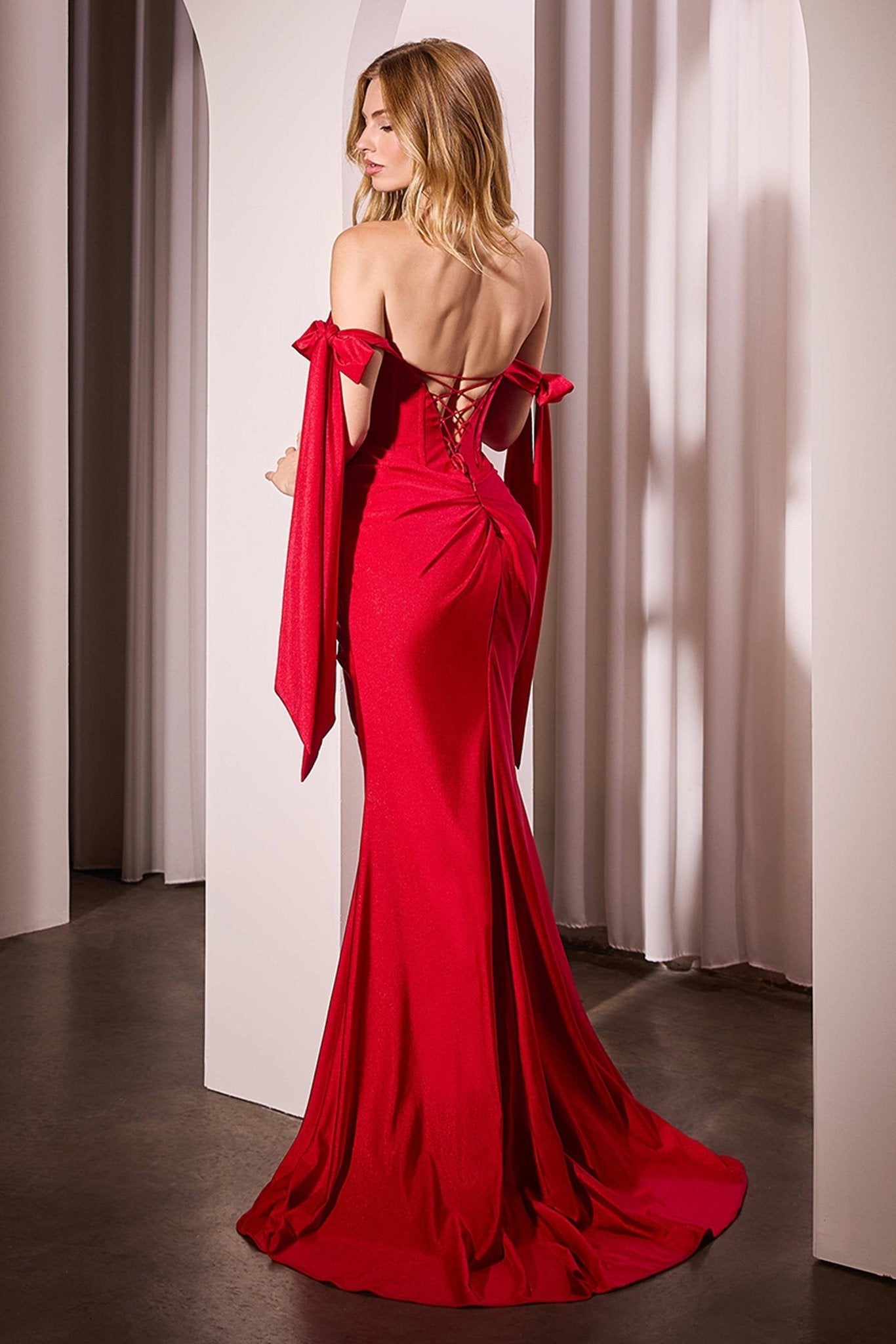 Prom Dresses Long Formal Slit Corset Prom Dress Red