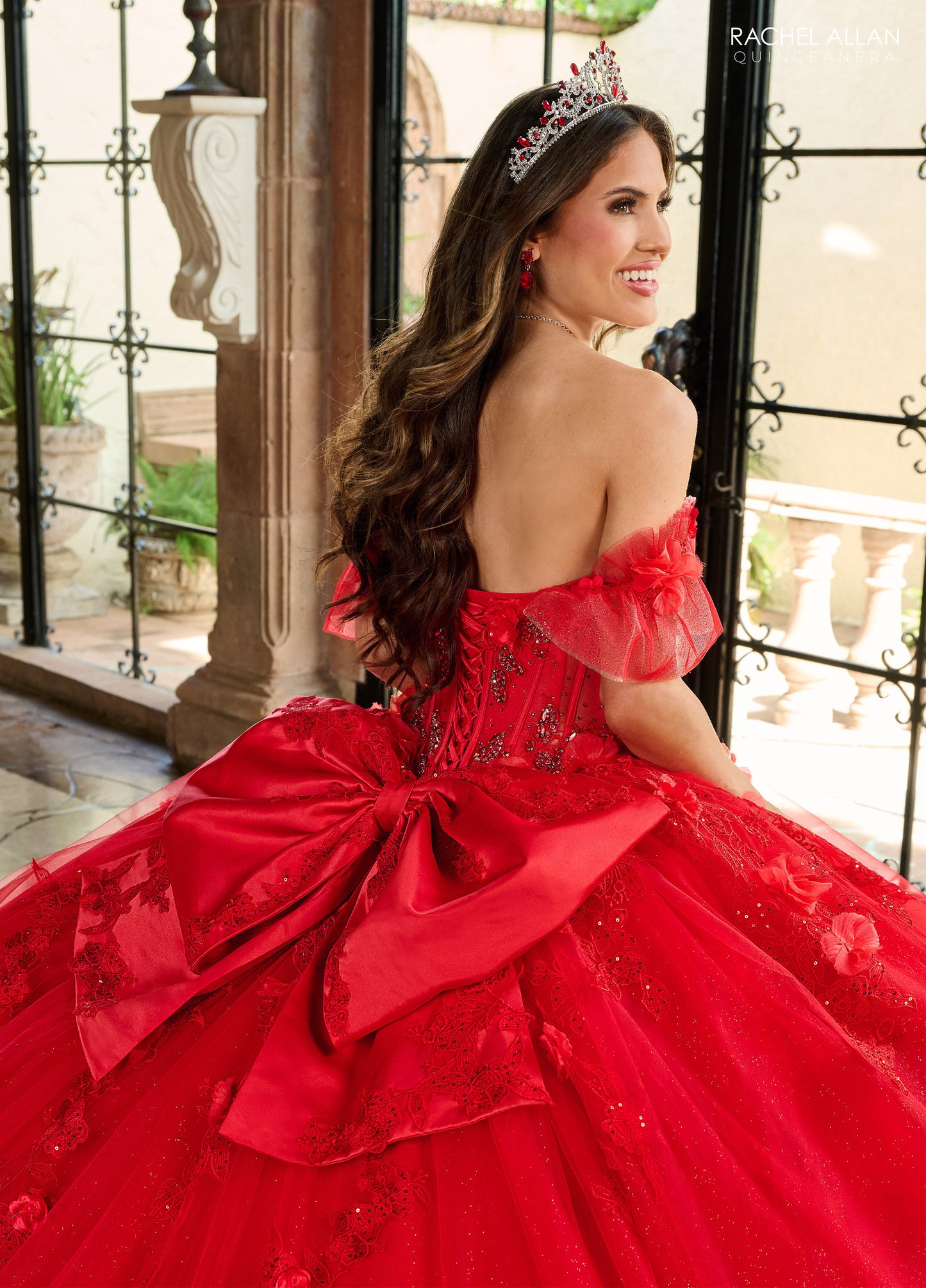 Quinceniera Dresses Sweet 16 Gliiter 3D Long Quinceanera Dress Red