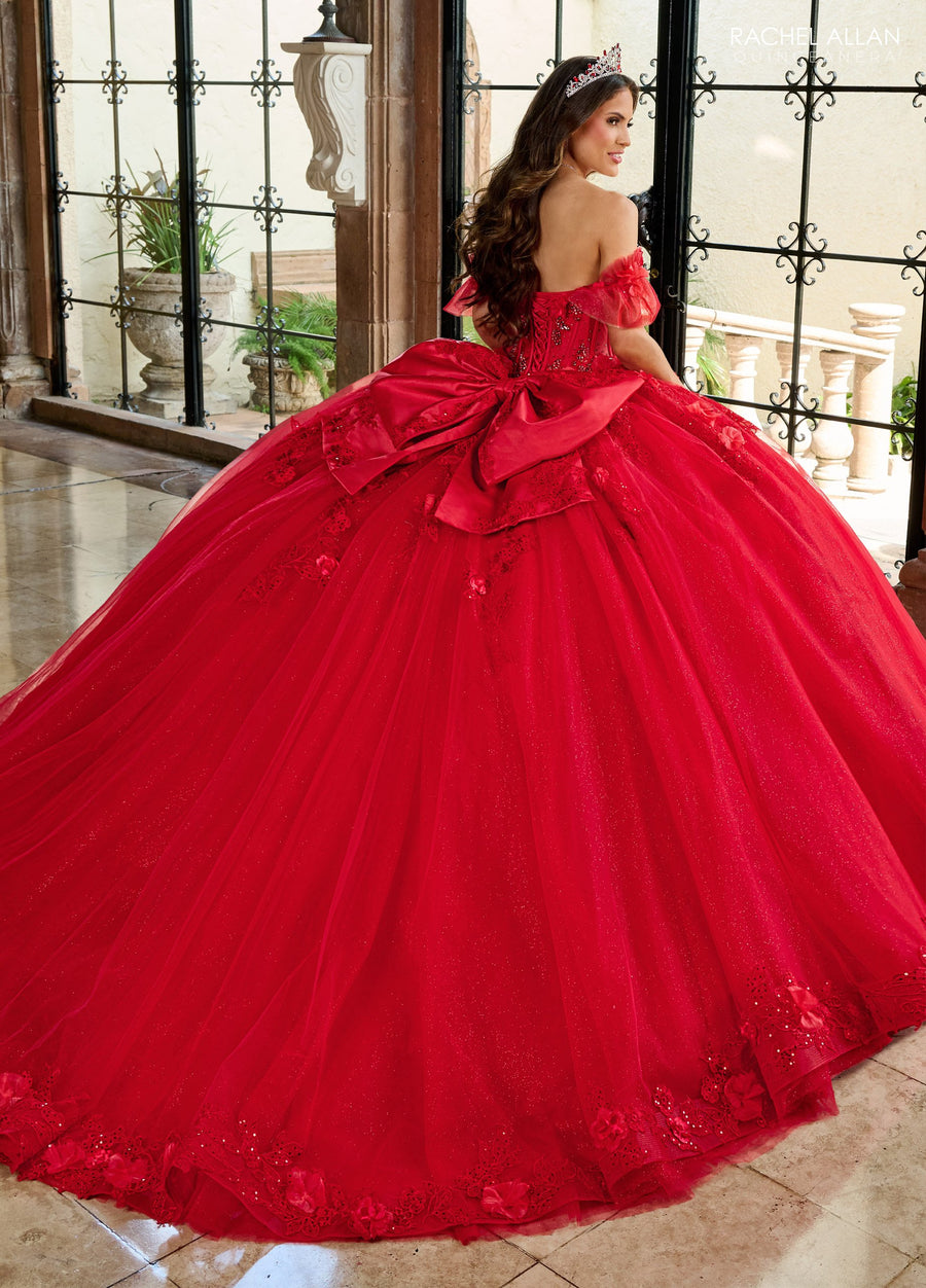 Quinceniera Dresses Sweet 16 Gliiter 3D Long Quinceanera Dress Red