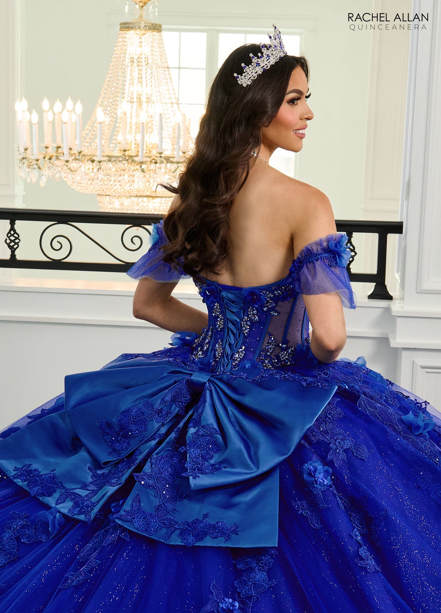 Quinceniera Dresses Sweet 16 Gliiter 3D Long Quinceanera Dress Royal