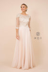 Lace Applique Chiffon Long Gown Formal - The Dress Outlet Nox Anabel