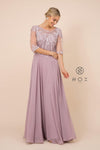 Lace Applique Chiffon Long Gown Formal - The Dress Outlet Nox Anabel