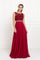 Lace Top Chiffon Long Formal Burgundy Dress - The Dress Outlet Elizabeth K