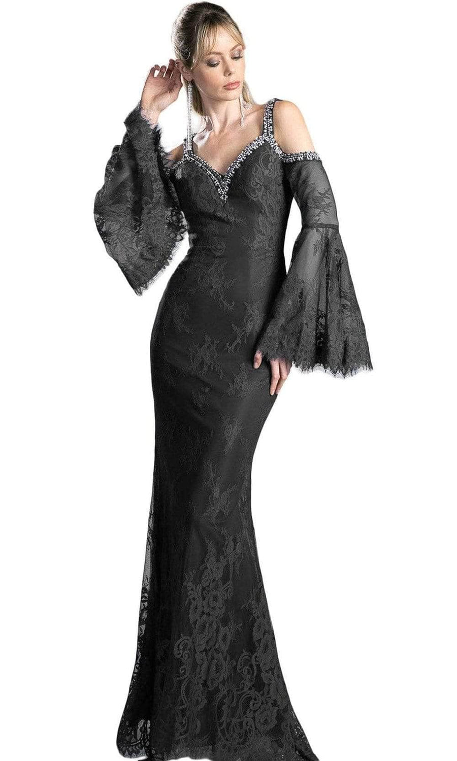 Formal Dresses Formal Long Bell Sleeve Prom Long Dress Black