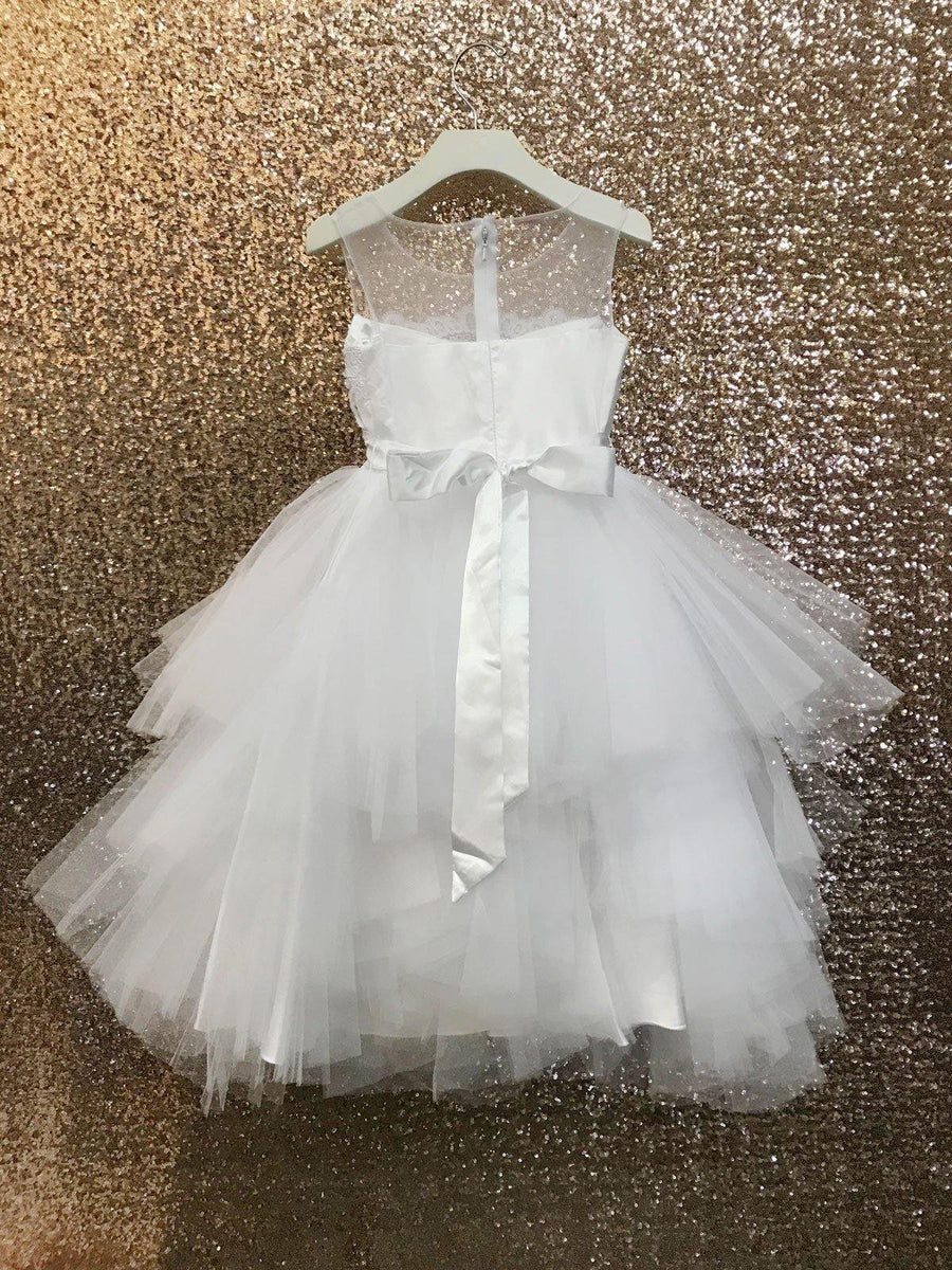 Layered Flower Girl Dress Sleeveless - The Dress Outlet Petite Adele