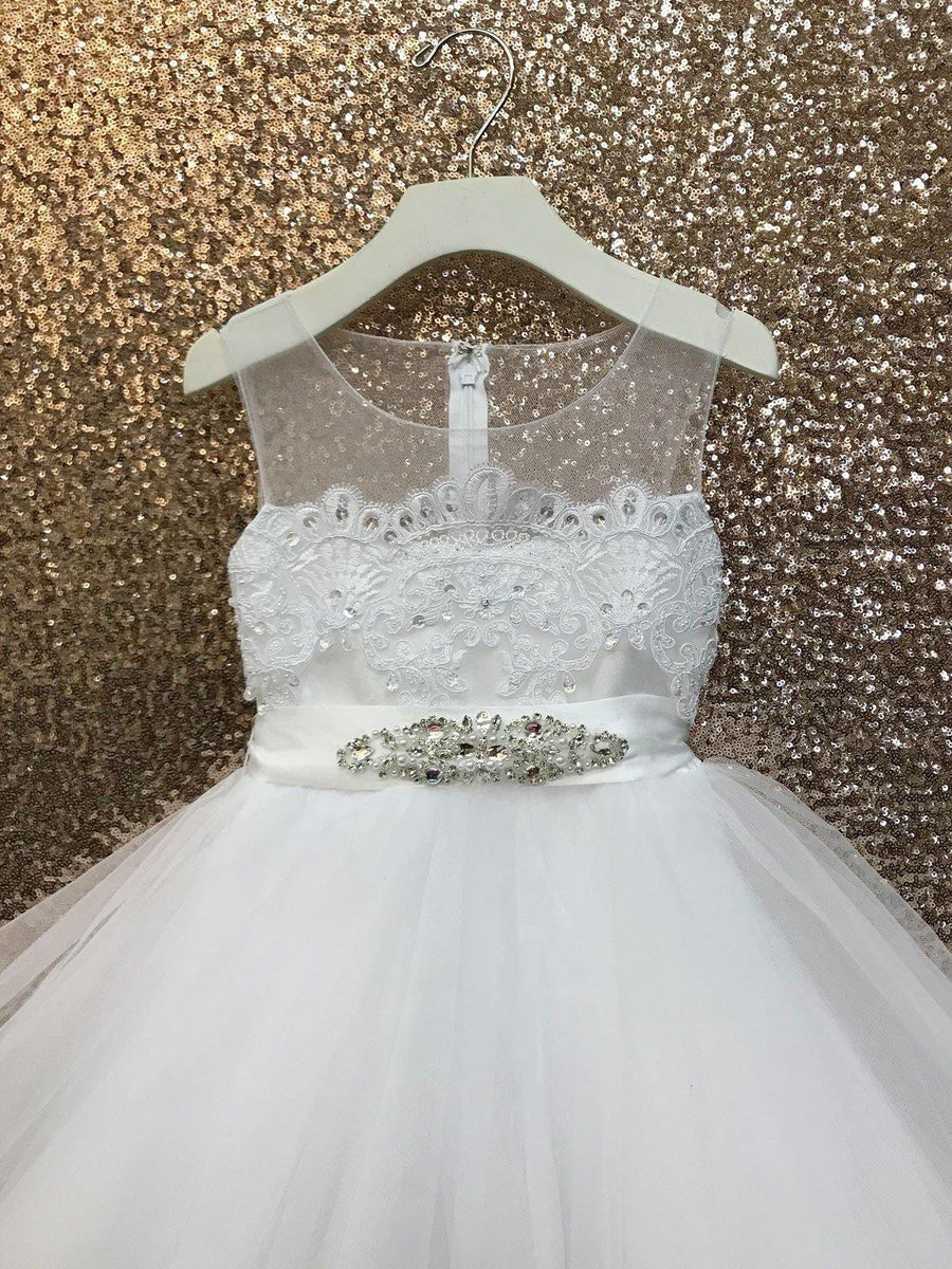 Layered Flower Girl Dress Sleeveless - The Dress Outlet Petite Adele