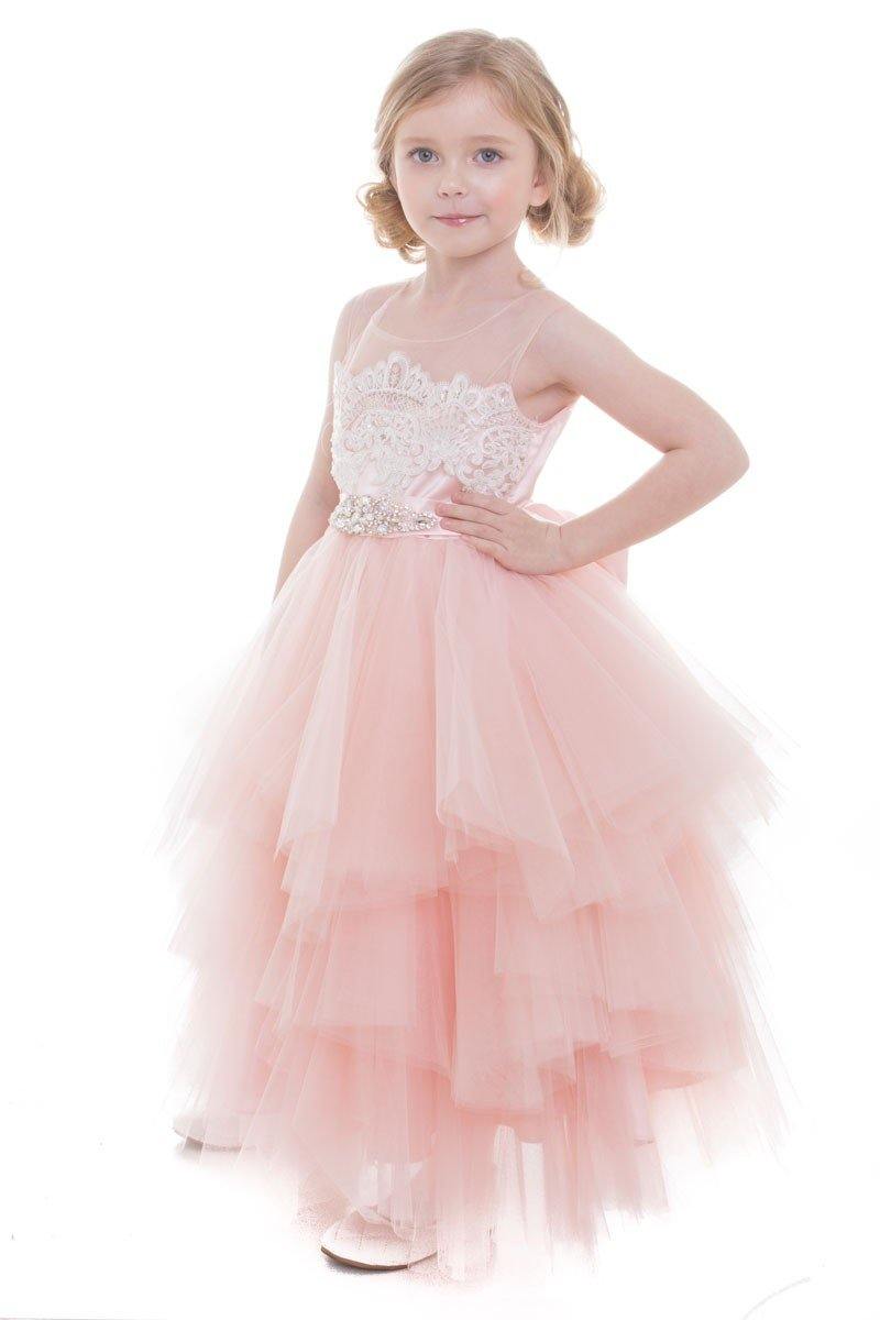 Layered Flower Girl Dress Sleeveless - The Dress Outlet Petite Adele