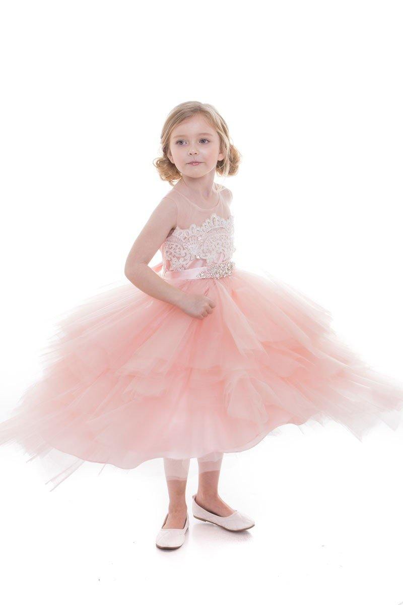 Layered Flower Girl Dress Sleeveless - The Dress Outlet Petite Adele