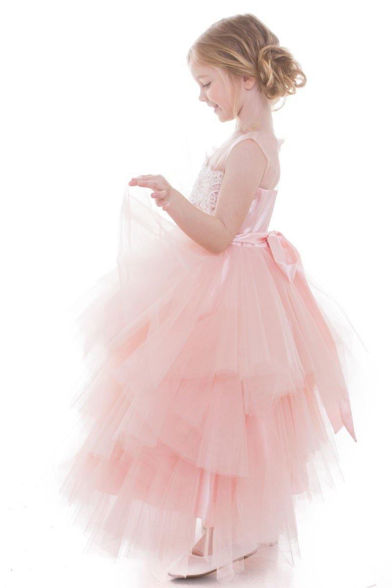 Layered Flower Girl Dress Sleeveless - The Dress Outlet Petite Adele