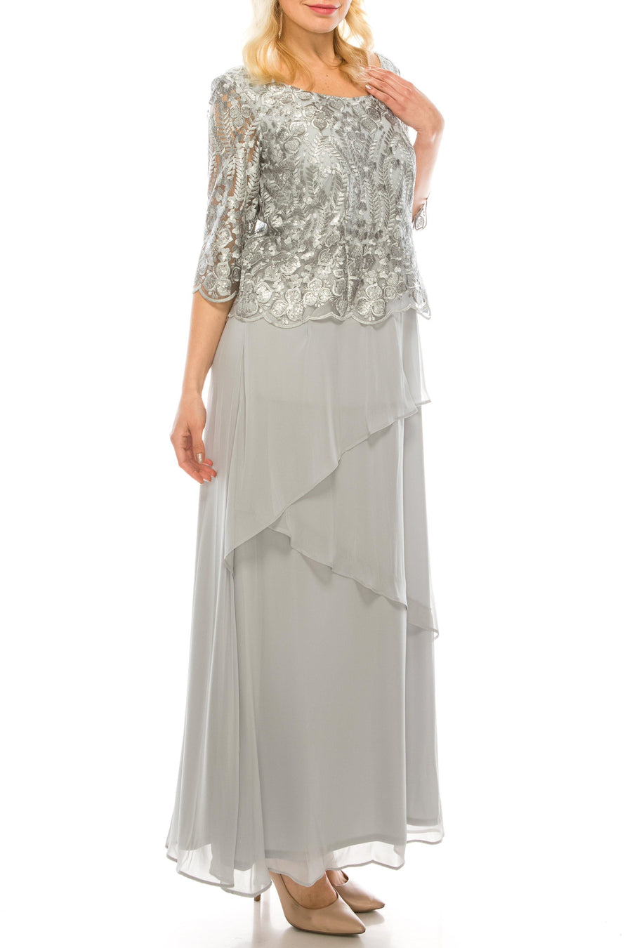 Le Bos Long Formal Mother of the Bride Chiffon Gown - The Dress Outlet