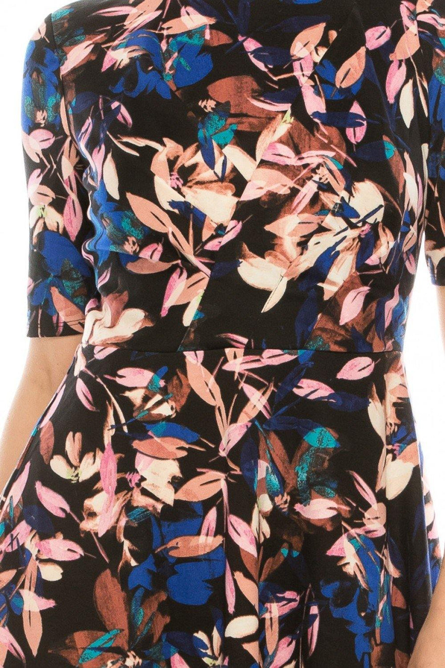 London Times Abstract Floral Printed A-Line Dress - The Dress Outlet