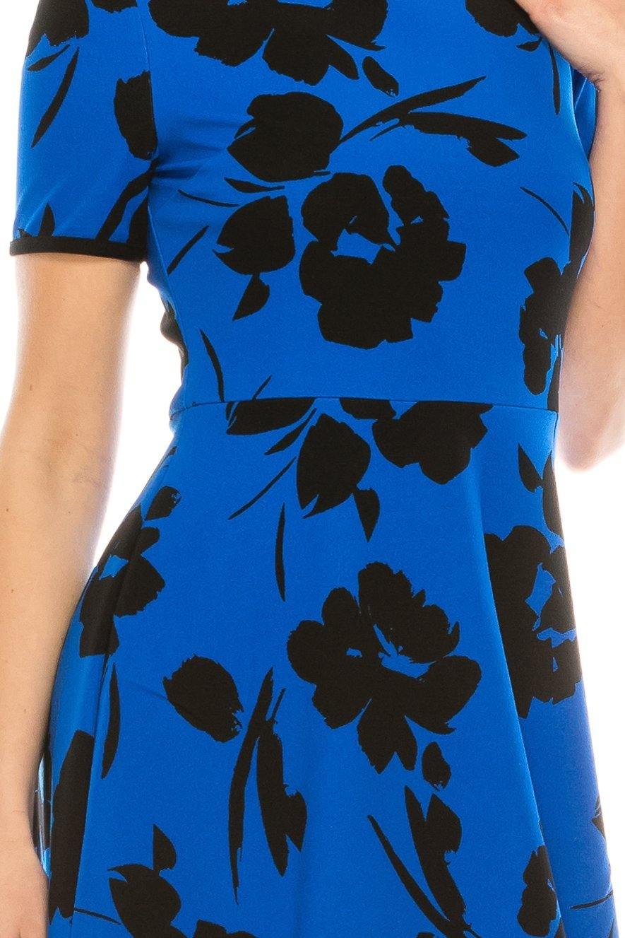 London Times Floral Printed A Line Dress - The Dress Outlet