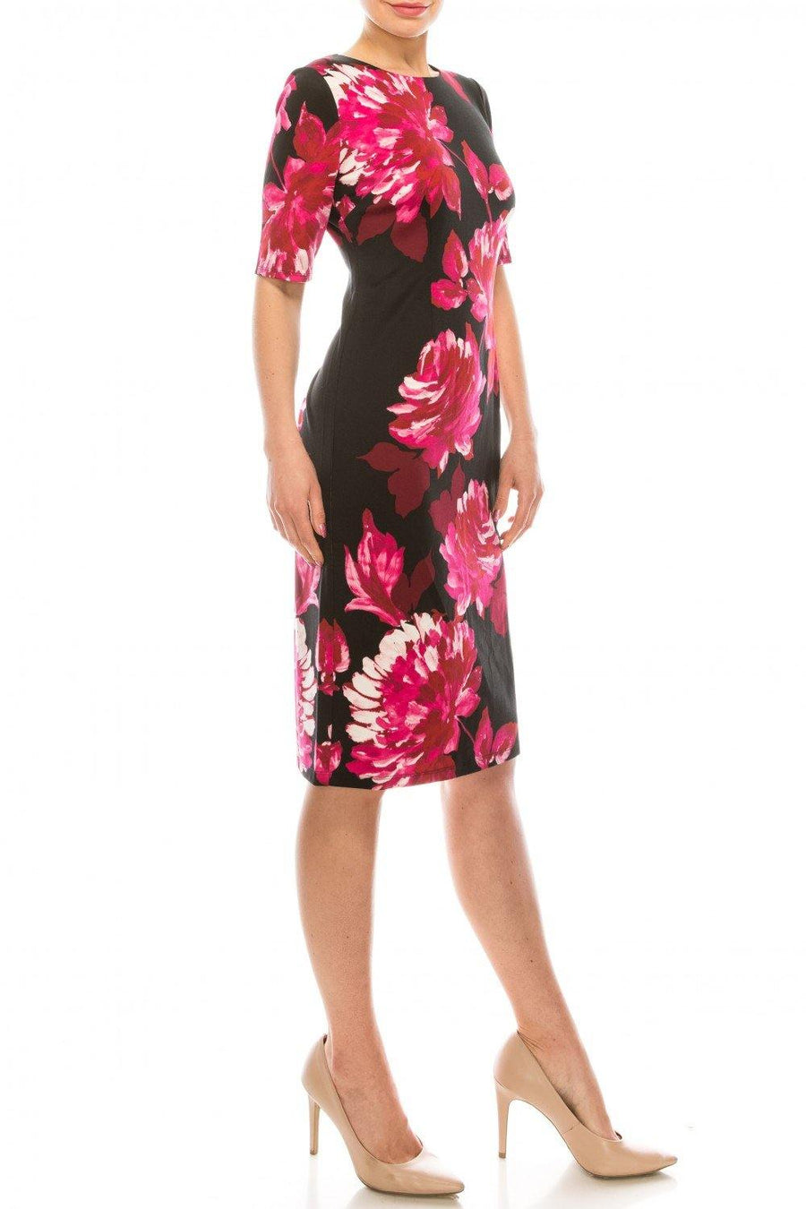 London Times Painted Floral Printed Sheath Dress - The Dress Outlet