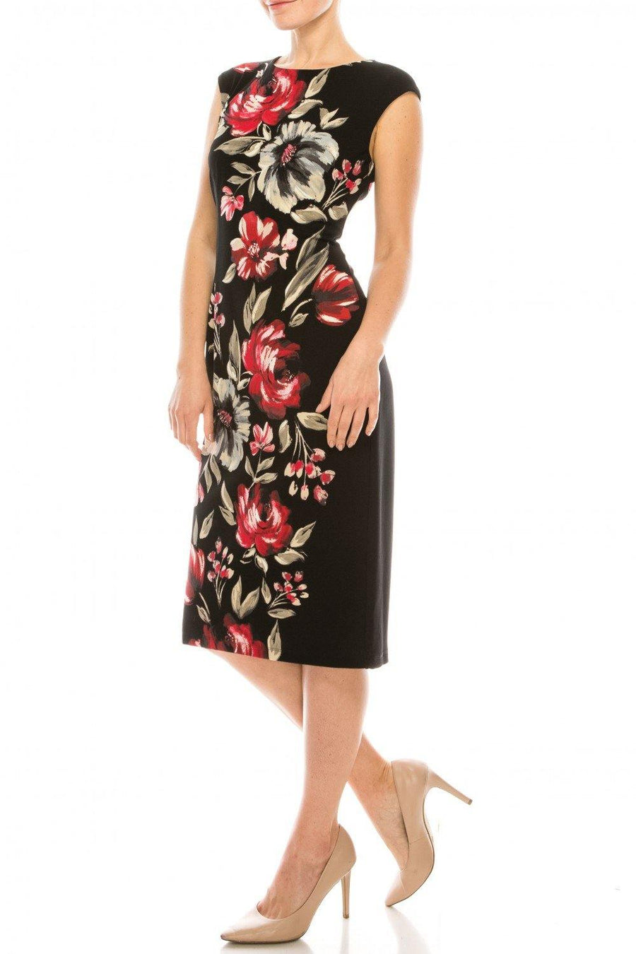 London Times Painted Floral Printed Sheath Dress - The Dress Outlet