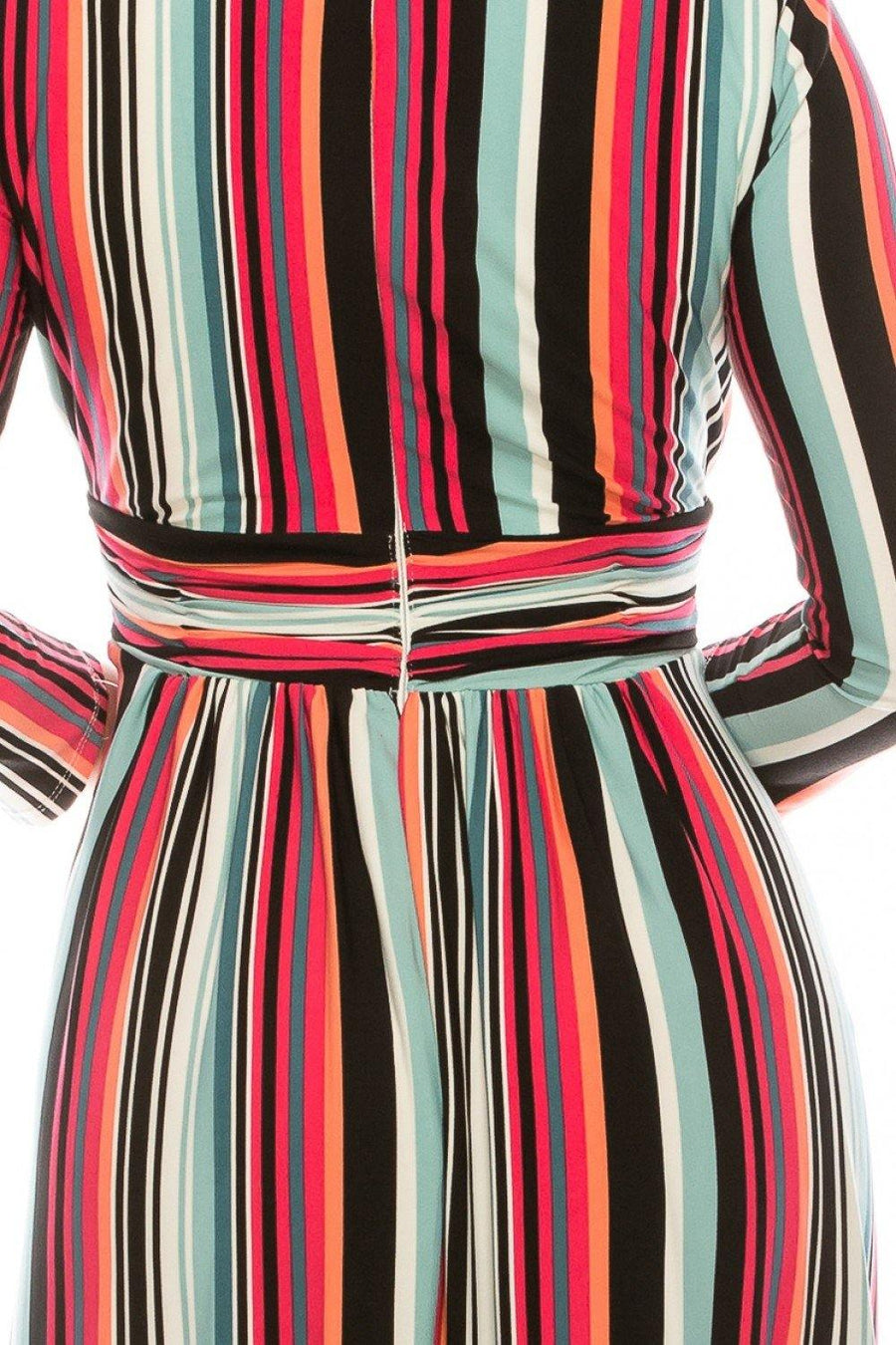 London Times Soft Striped Empire Waist Midi Dress - The Dress Outlet