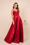 Long A-Line Satin Prom Dress Evening Gown - The Dress Outlet Nox Anabel