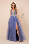 Long A-Line Tulle Prom Dress With Beaded Bodice - The Dress Outlet Nox Anabel