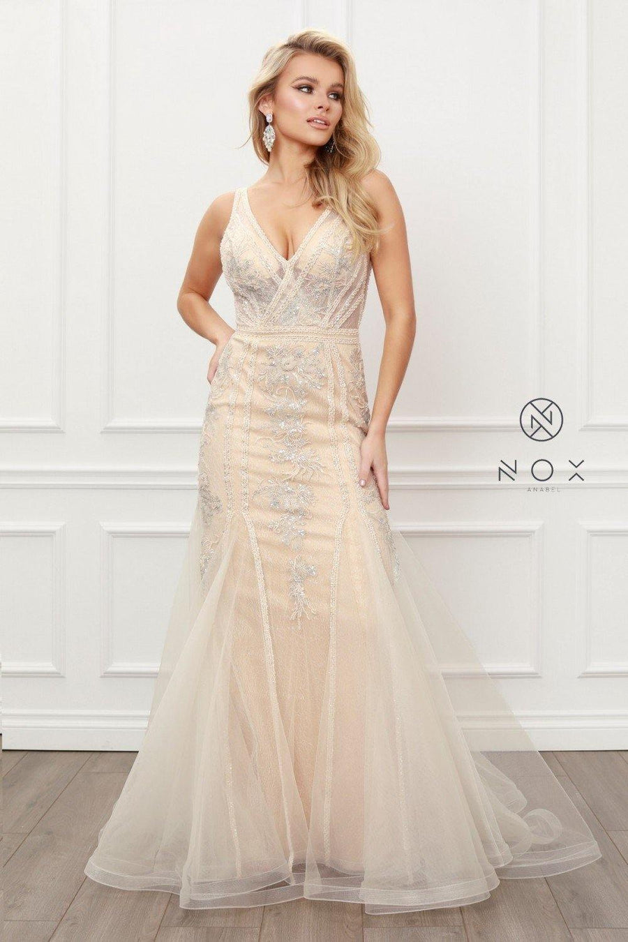 Long Ball Gown Mermaid Dress - The Dress Outlet