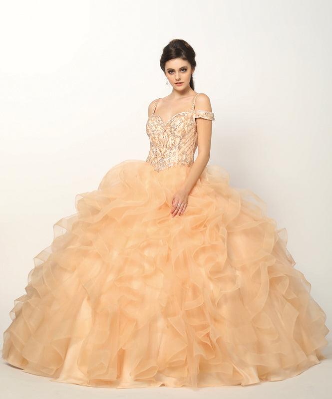 Long Ball Gown Off Shoulder Quinceanera Dress - The Dress Outlet