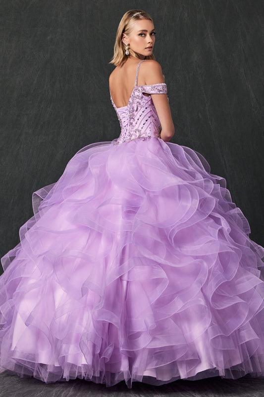 Long Ball Gown Off Shoulder Quinceanera Dress - The Dress Outlet