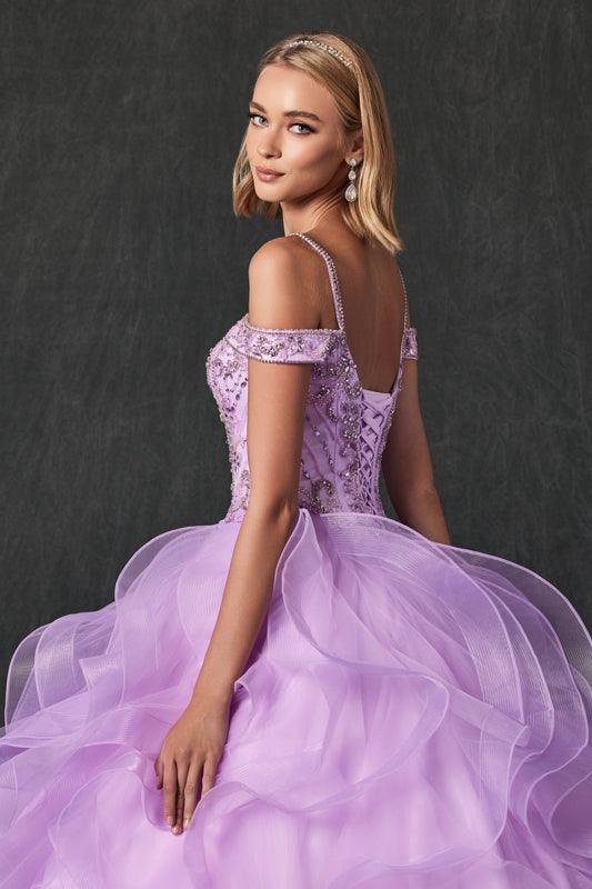 Long Ball Gown Off Shoulder Quinceanera Dress - The Dress Outlet