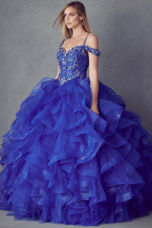 Long Ball Gown Off Shoulder Quinceanera Dress - The Dress Outlet