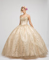 Long Ball Gown Quinceanera Glitter Dress - The Dress Outlet Juliet