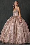 Long Ball Gown Quinceanera Glitter Dress - The Dress Outlet