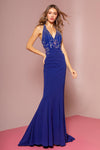 Long Beaded Halter Prom Dress Evening Gown - The Dress Outlet Elizabeth K