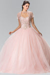 Long Beaded Strap Quinceanera Dress - The Dress Outlet Elizabeth K