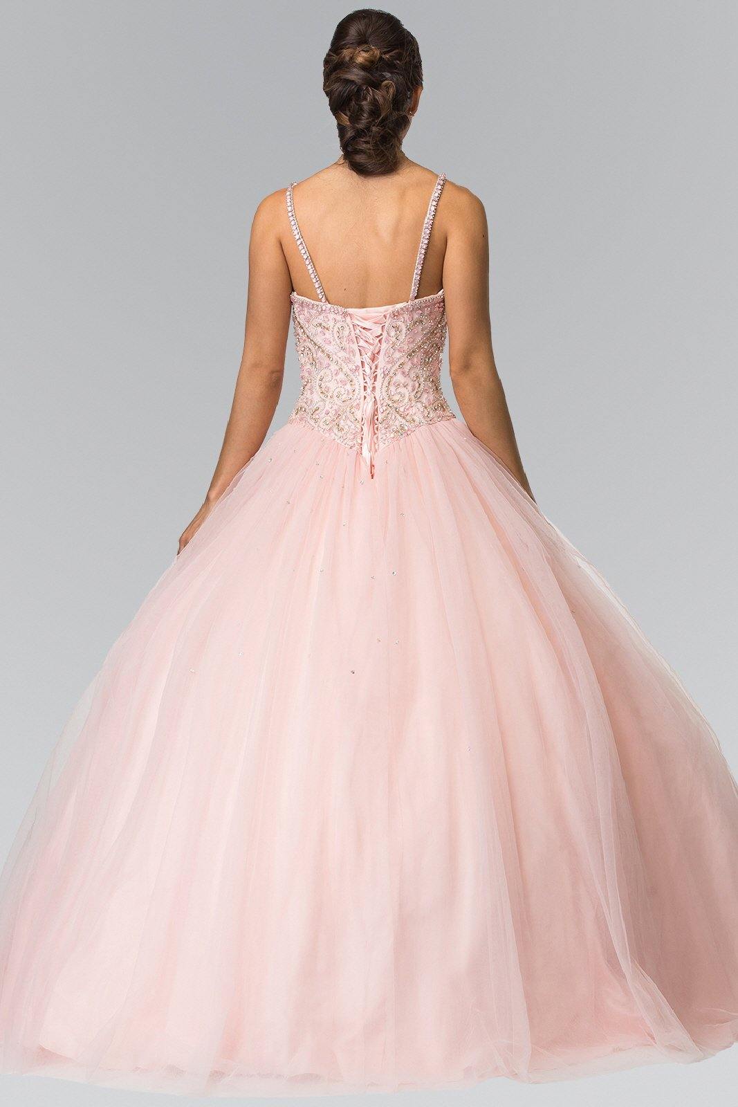 Long Beaded Strap Quinceanera Dress - The Dress Outlet Elizabeth K