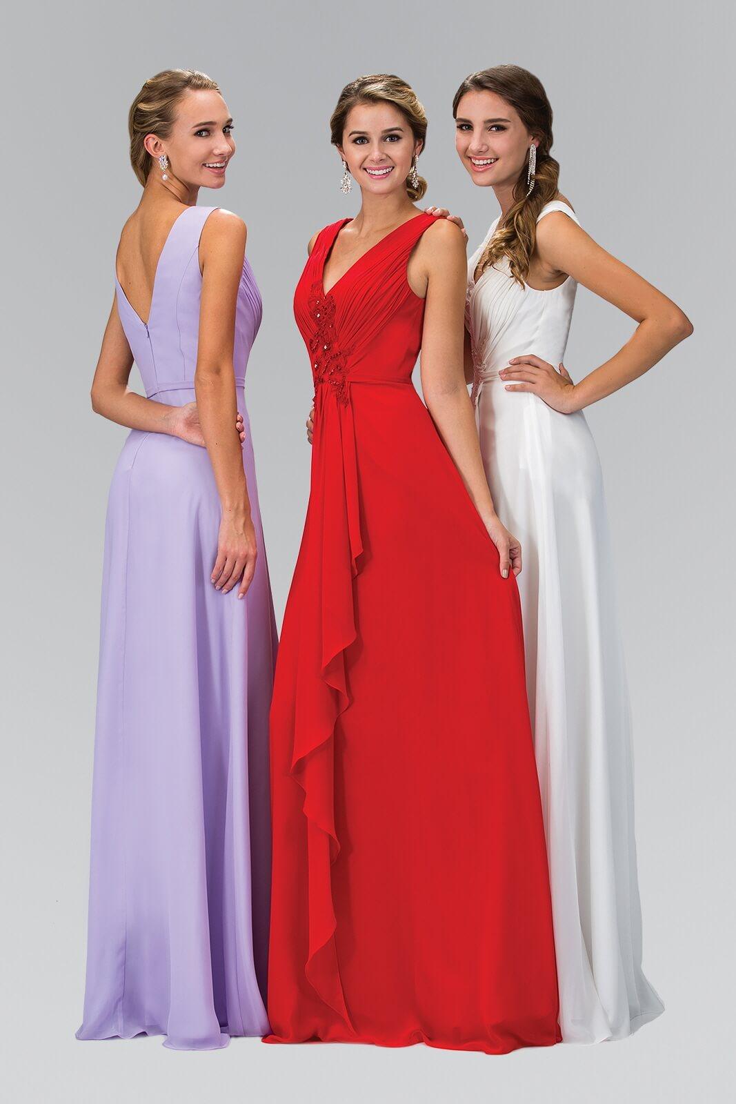 Long Bridesmaid Formal Chiffon Dress - The Dress Outlet Elizabeth K