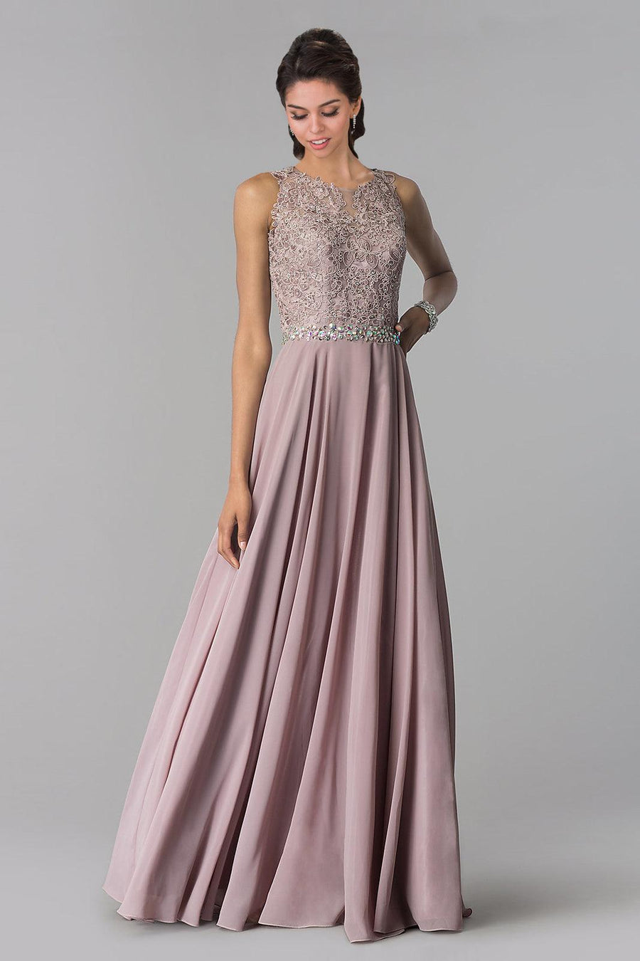 Long Bridesmaid Prom Dress Formal Mauve