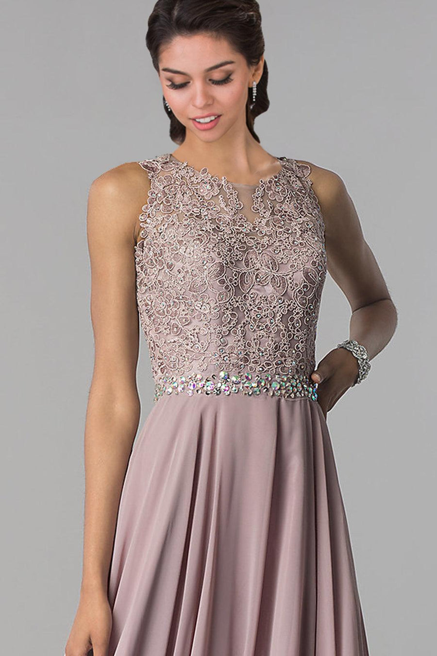 Long Bridesmaid Prom Dress Formal Mauve