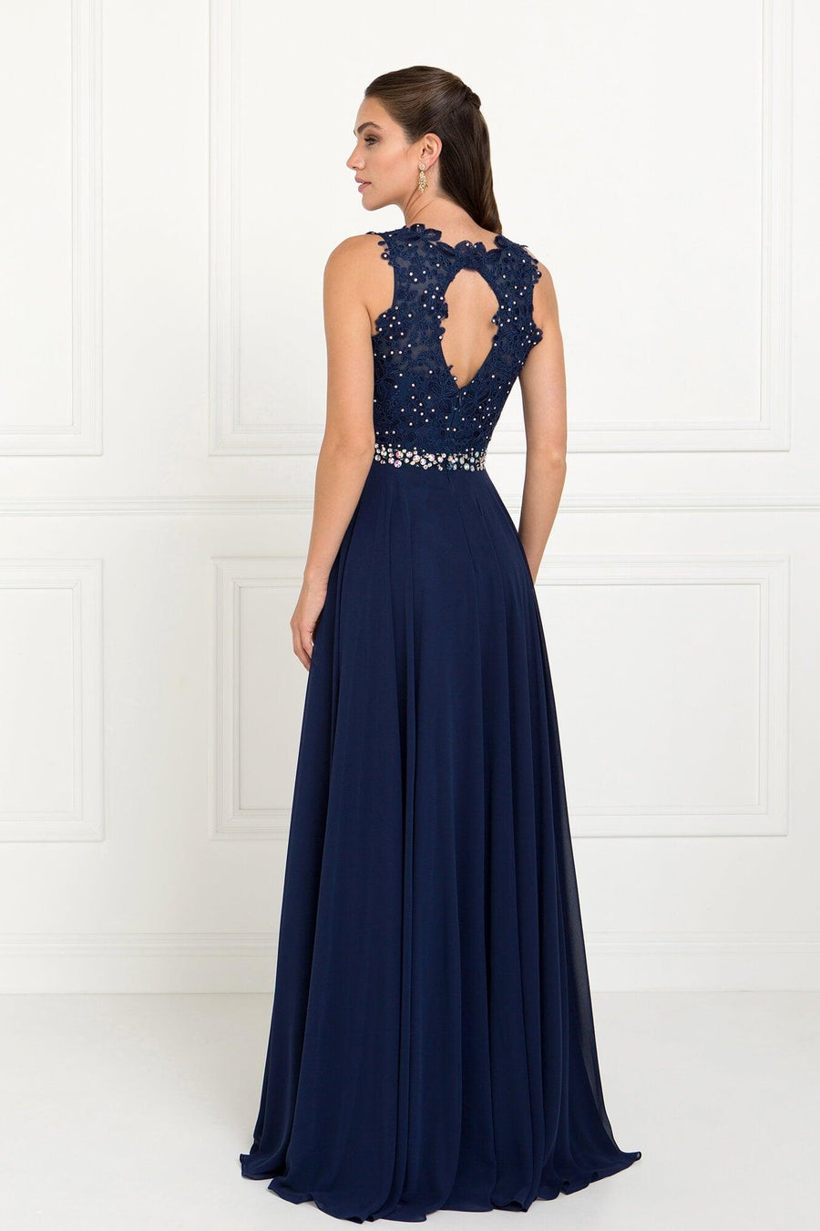 Long Bridesmaid Prom Dress Formal Navy