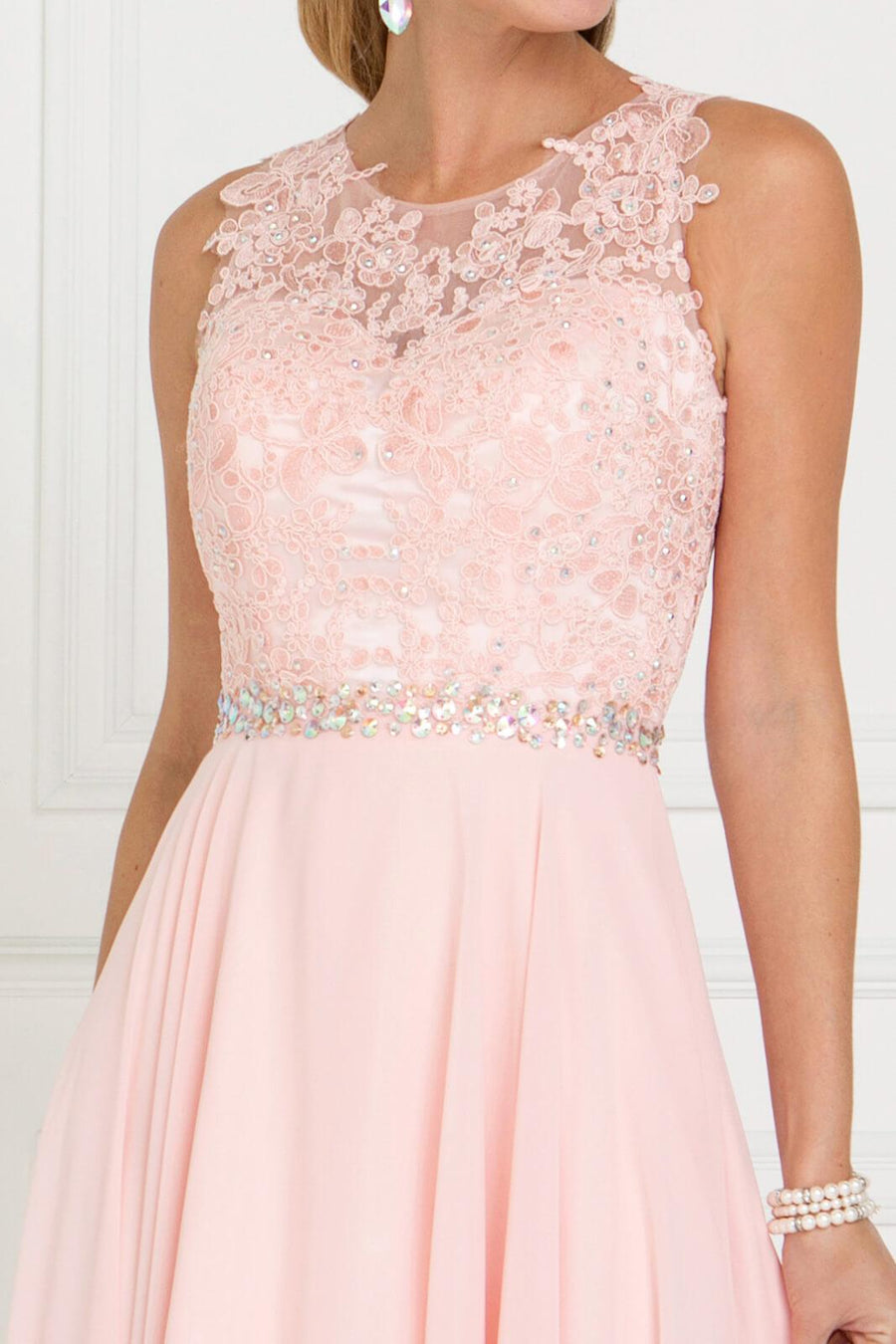 Long Bridesmaid Prom Dress Formal Blush