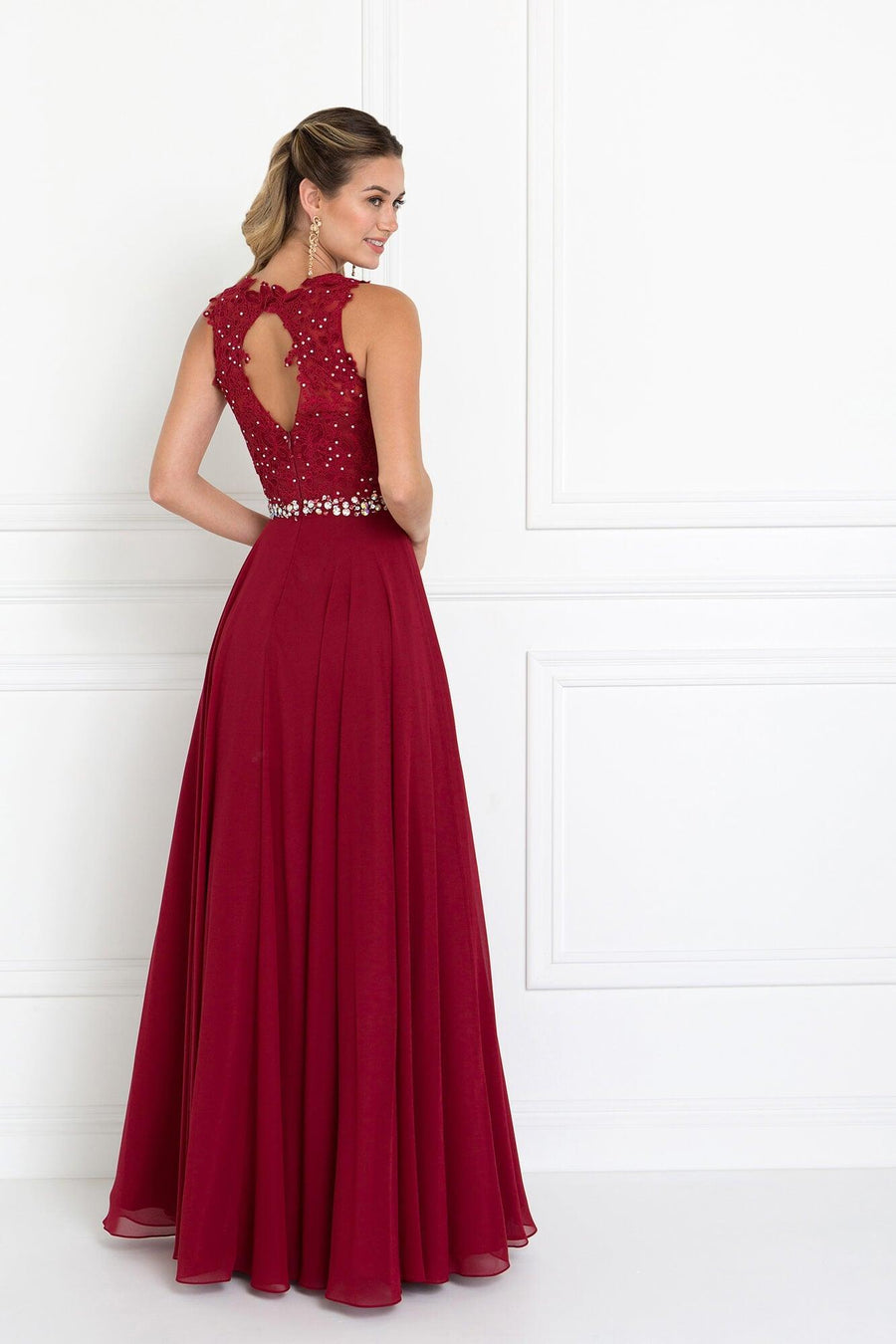 Long Bridesmaid Prom Dress Formal Burgundy