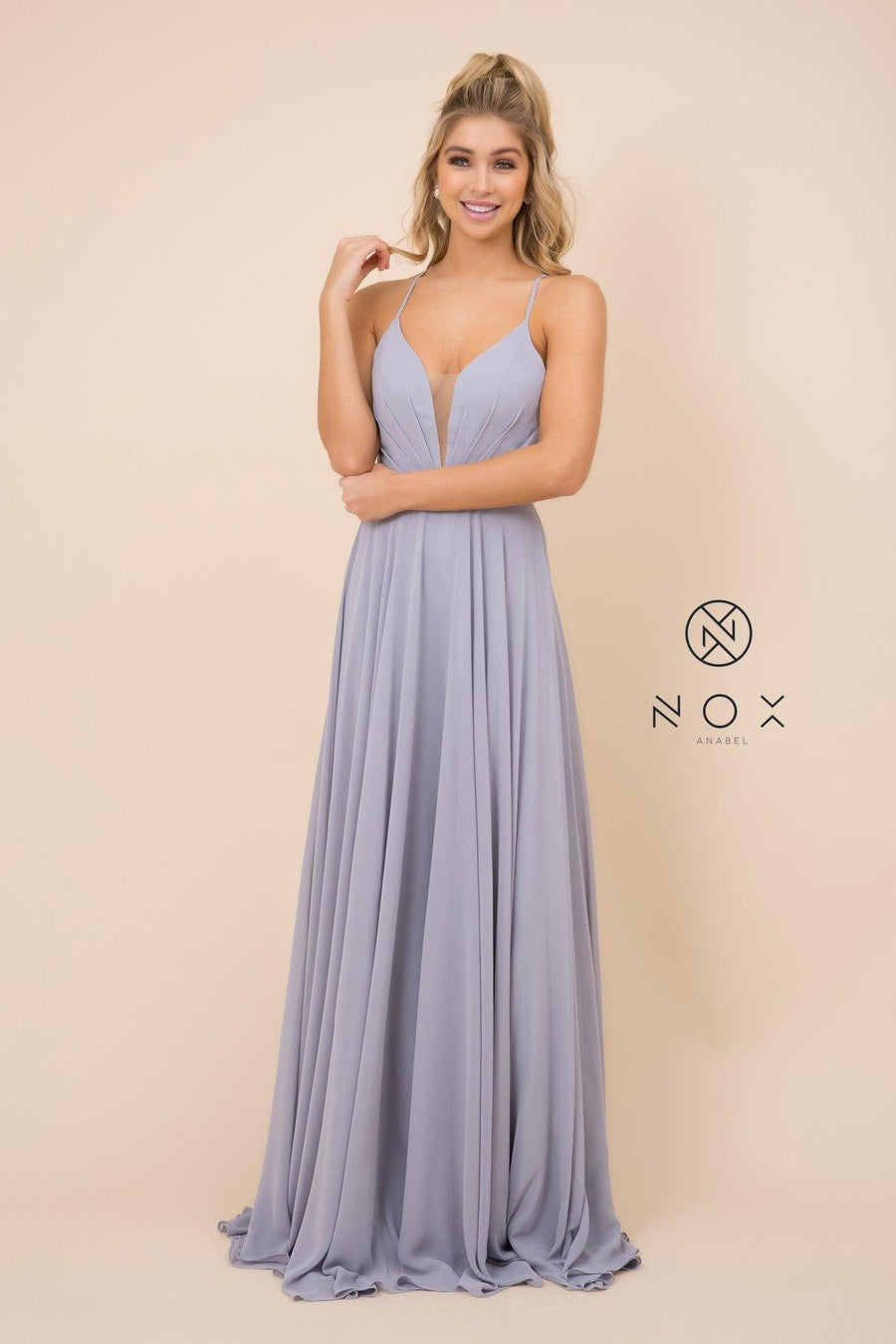 Long Deep V-Neck Dress Prom Dress - The Dress Outlet Nox Anabel