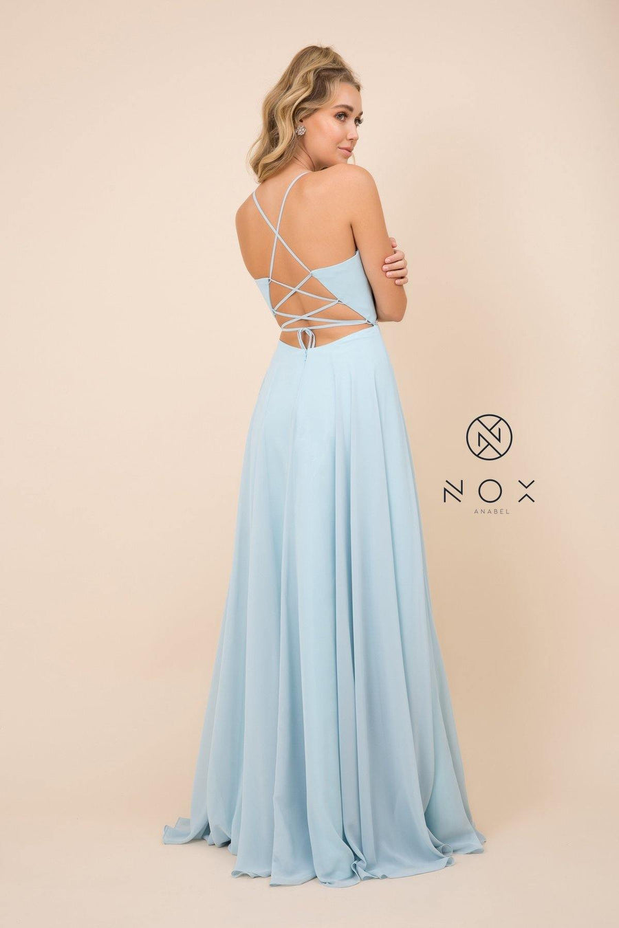 Long Deep V-Neck Dress Prom Dress - The Dress Outlet Nox Anabel