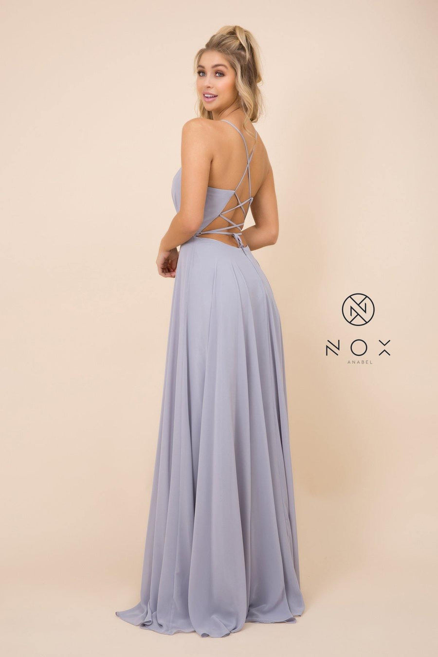 Long Deep V-Neck Dress Prom Dress - The Dress Outlet Nox Anabel