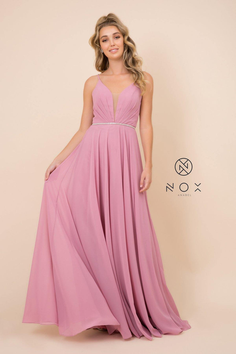 Long Deep V-Neck Dress Prom Dress - The Dress Outlet Nox Anabel