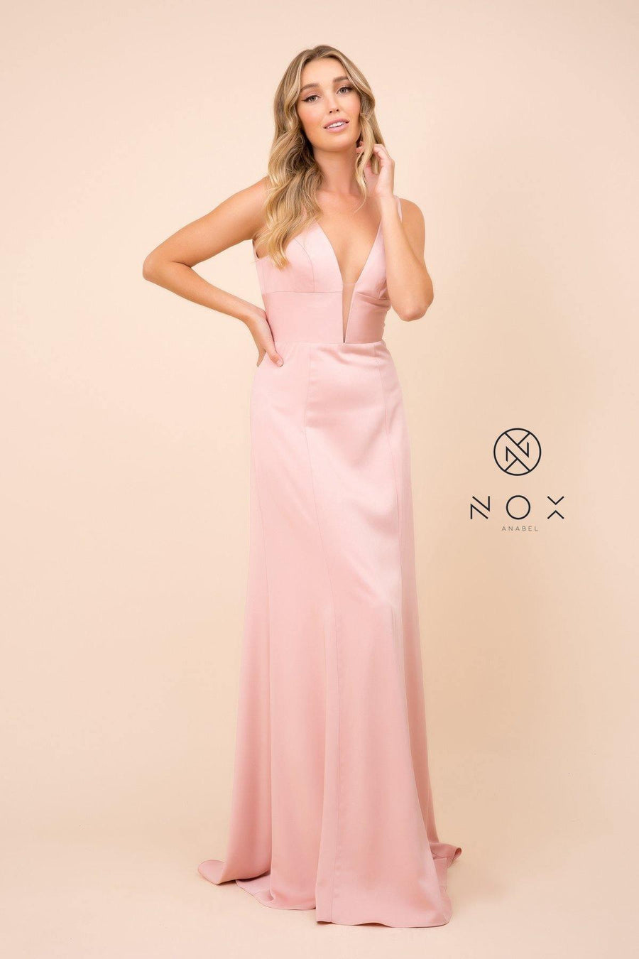 Long Deep V Prom Dress Evening Gown - The Dress Outlet Nox Anabel